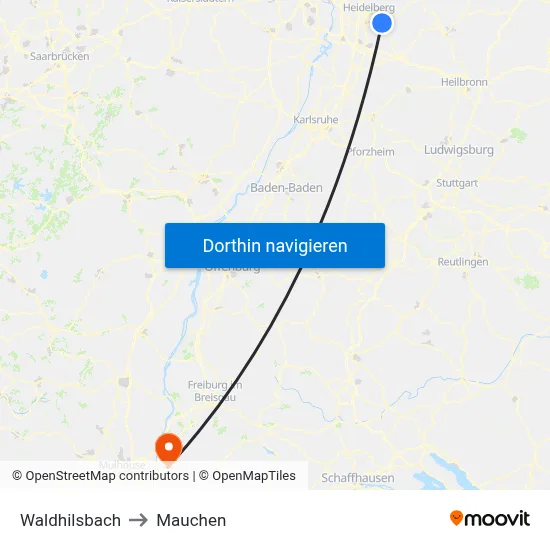 Waldhilsbach to Mauchen map