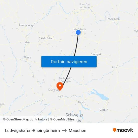 Ludwigshafen-Rheingönheim to Mauchen map