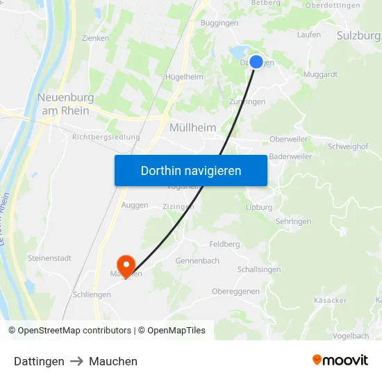 Dattingen to Mauchen map
