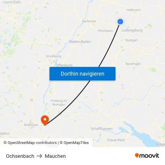 Ochsenbach to Mauchen map