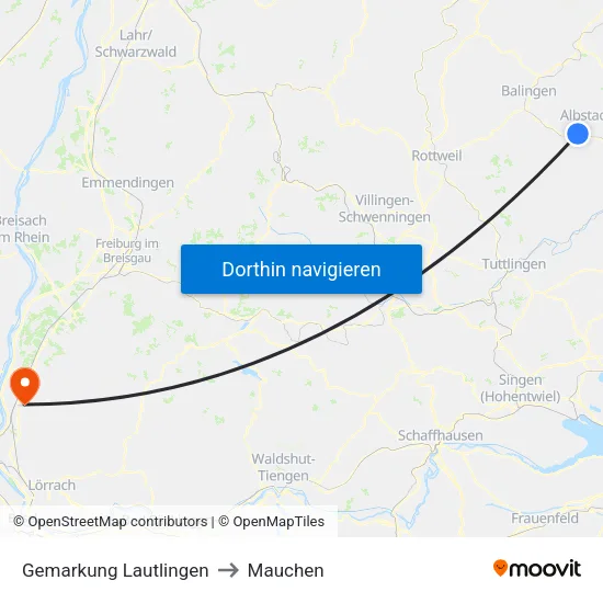 Gemarkung Lautlingen to Mauchen map