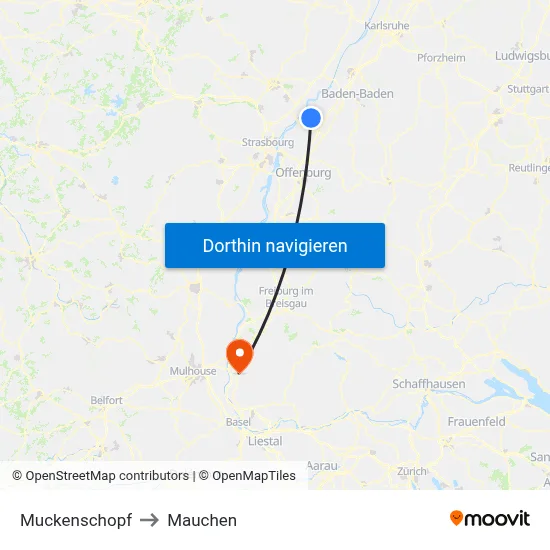 Muckenschopf to Mauchen map