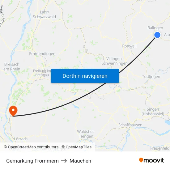Gemarkung Frommern to Mauchen map