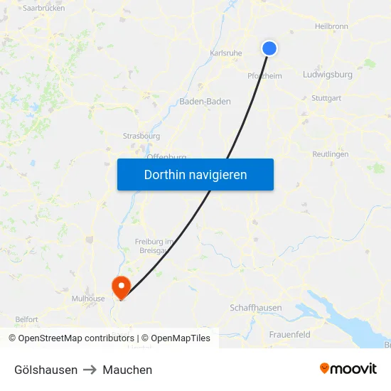 Gölshausen to Mauchen map