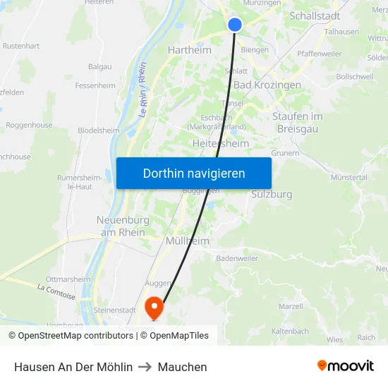 Hausen An Der Möhlin to Mauchen map
