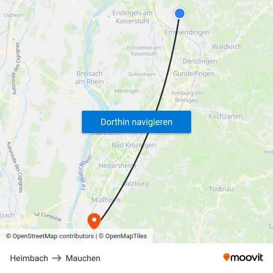 Heimbach to Mauchen map