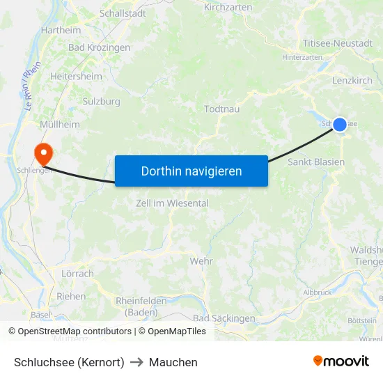 Schluchsee (Kernort) to Mauchen map