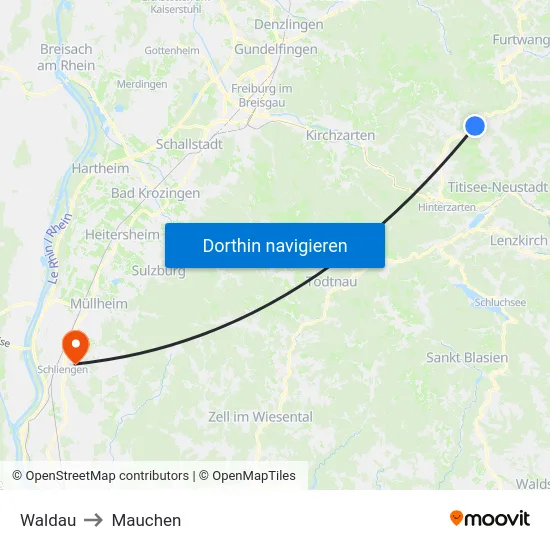 Waldau to Mauchen map