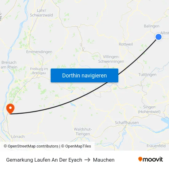 Gemarkung Laufen An Der Eyach to Mauchen map