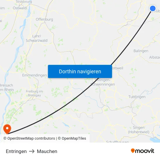 Entringen to Mauchen map