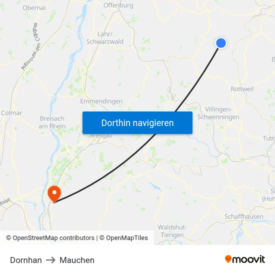 Dornhan to Mauchen map