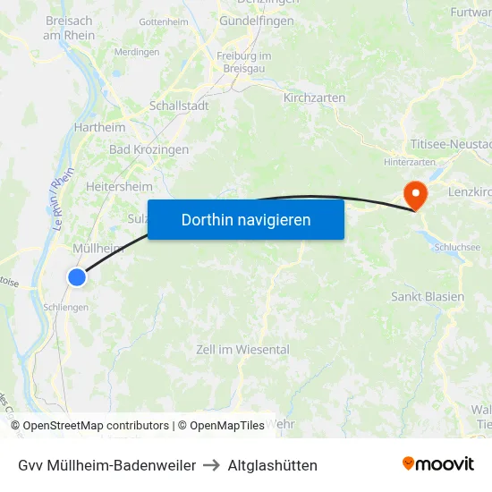 Gvv Müllheim-Badenweiler to Altglashütten map