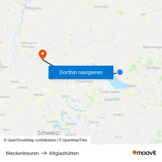 Meckenbeuren to Altglashütten map