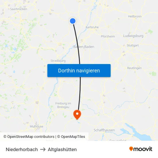 Niederhorbach to Altglashütten map