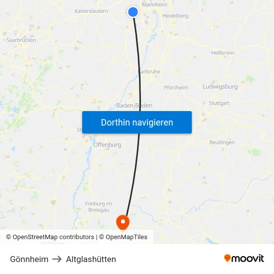 Gönnheim to Altglashütten map