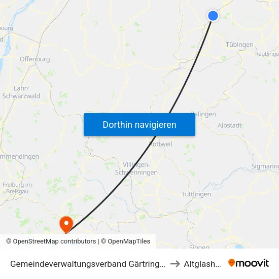 Gemeindeverwaltungsverband Gärtringen/Ehningen to Altglashütten map