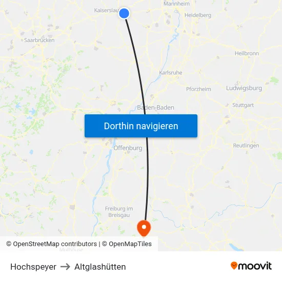 Hochspeyer to Altglashütten map