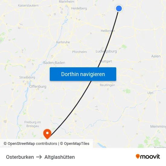 Osterburken to Altglashütten map