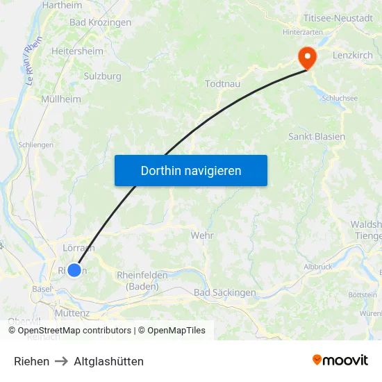 Riehen to Altglashütten map