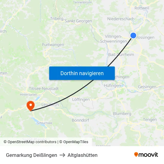 Gemarkung Deißlingen to Altglashütten map