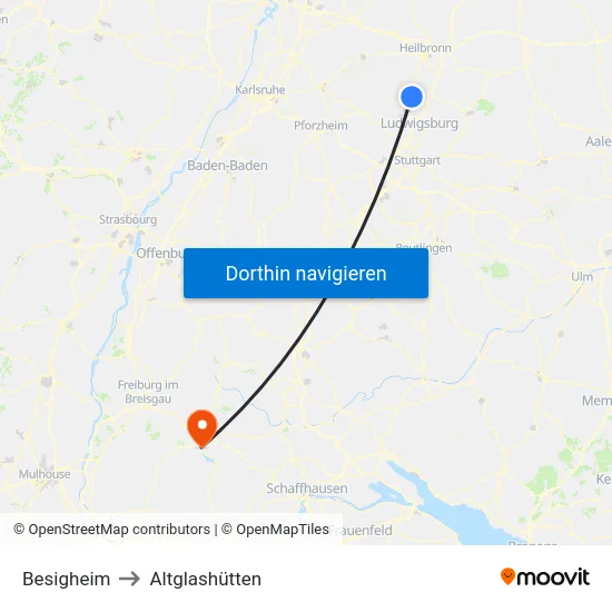 Besigheim to Altglashütten map