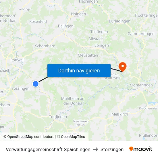 Verwaltungsgemeinschaft Spaichingen to Storzingen map