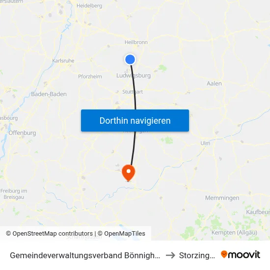 Gemeindeverwaltungsverband Bönnigheim to Storzingen map