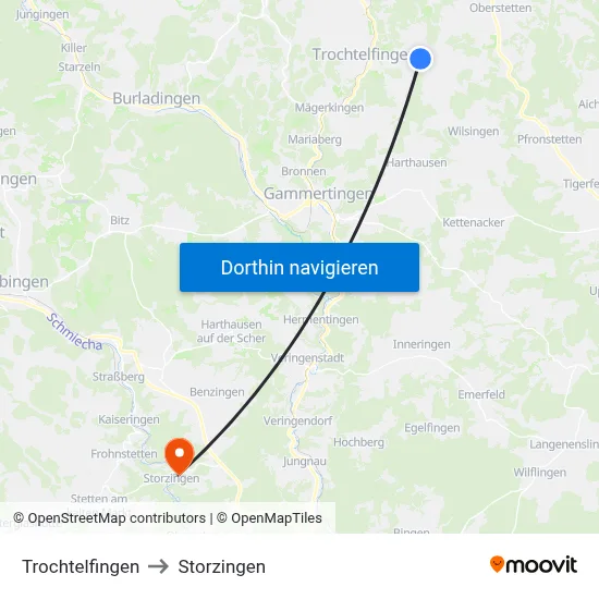 Trochtelfingen to Storzingen map