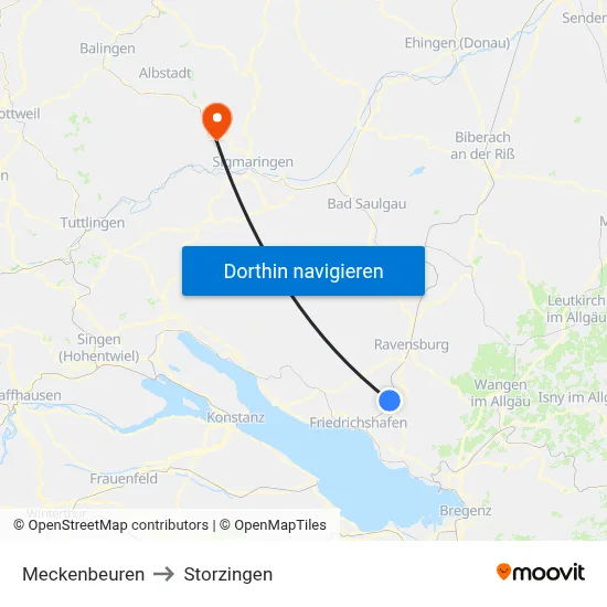 Meckenbeuren to Storzingen map