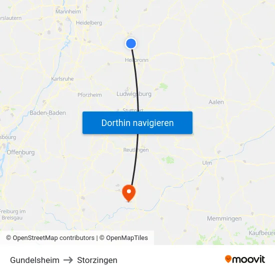 Gundelsheim to Storzingen map