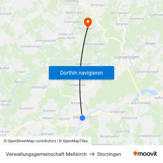 Verwaltungsgemeinschaft Meßkirch to Storzingen map