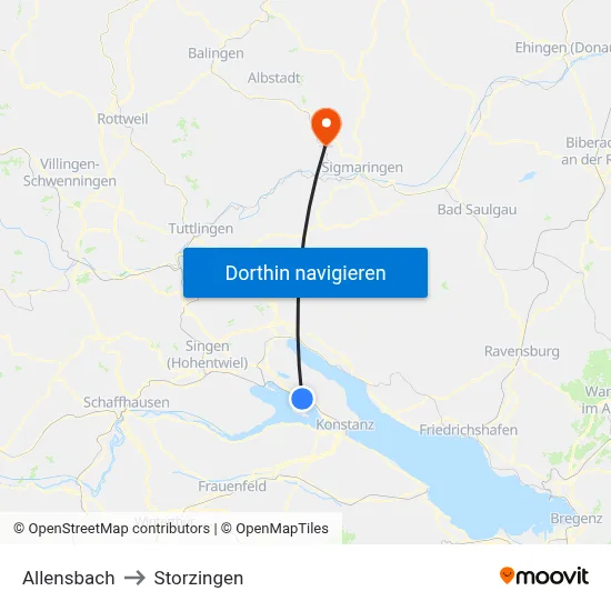 Allensbach to Storzingen map