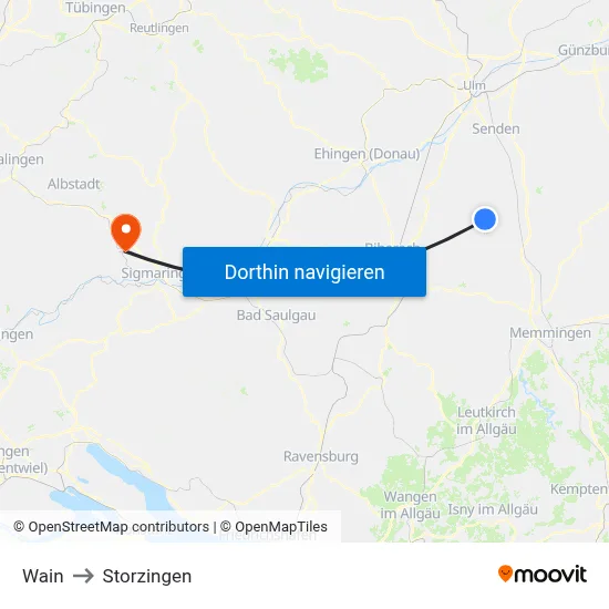 Wain to Storzingen map