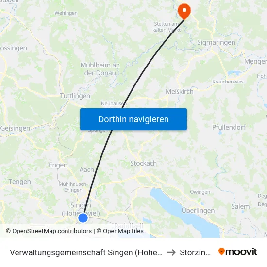 Verwaltungsgemeinschaft Singen (Hohentwiel) to Storzingen map