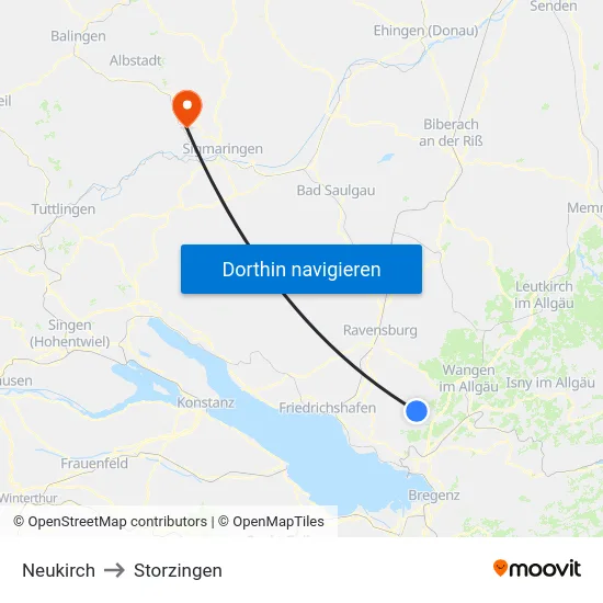 Neukirch to Storzingen map