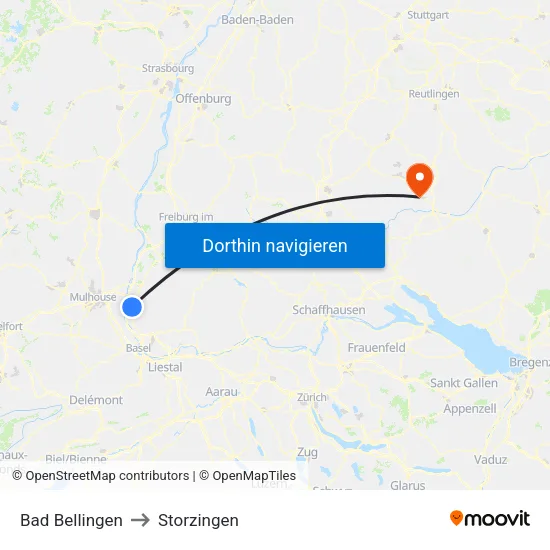 Bad Bellingen to Storzingen map