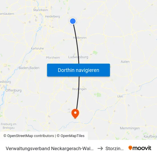 Verwaltungsverband Neckargerach-Waldbrunn to Storzingen map