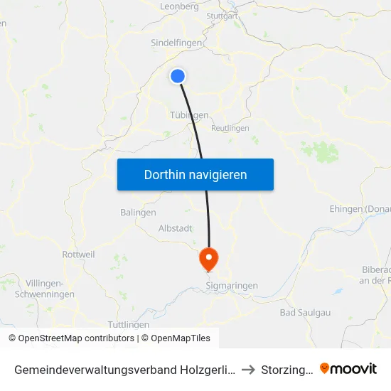 Gemeindeverwaltungsverband Holzgerlingen to Storzingen map