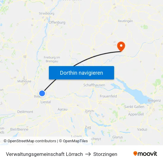 Verwaltungsgemeinschaft Lörrach to Storzingen map