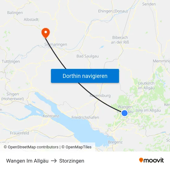 Wangen Im Allgäu to Storzingen map