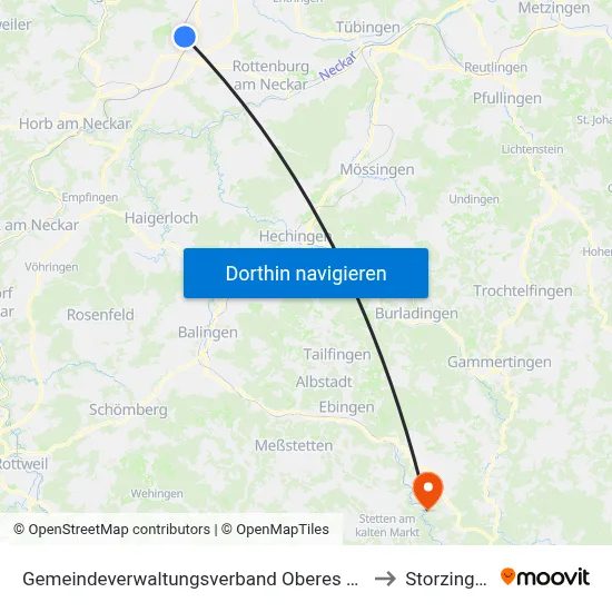 Gemeindeverwaltungsverband Oberes Gäu to Storzingen map