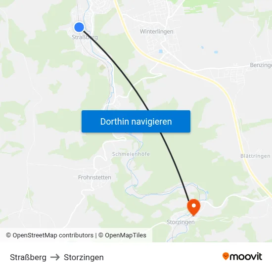 Straßberg to Storzingen map