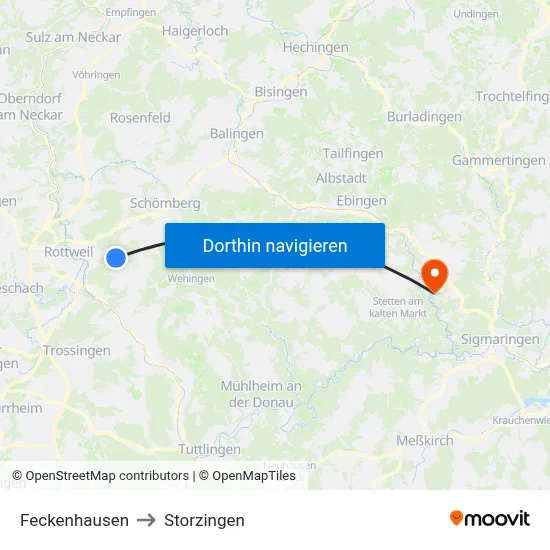 Feckenhausen to Storzingen map