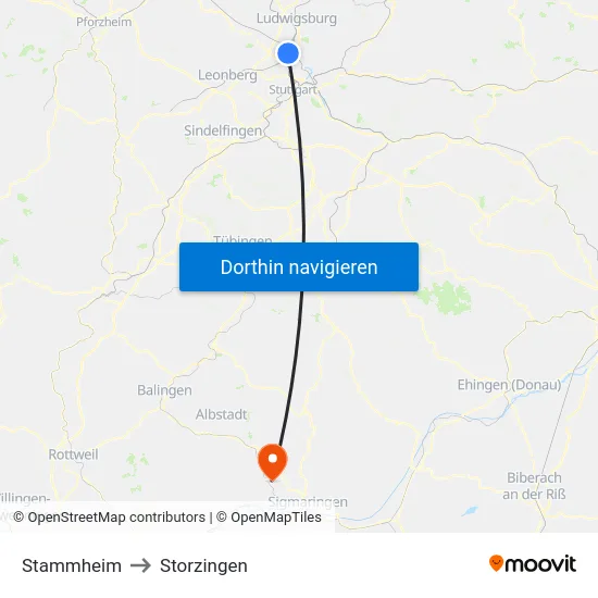 Stammheim to Storzingen map