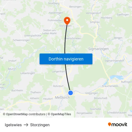 Igelswies to Storzingen map