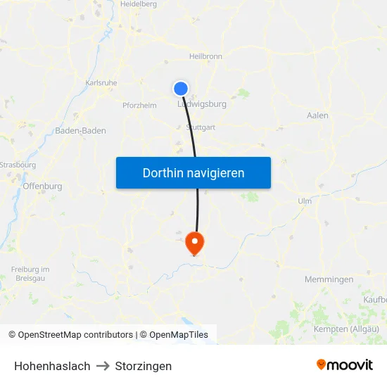 Hohenhaslach to Storzingen map