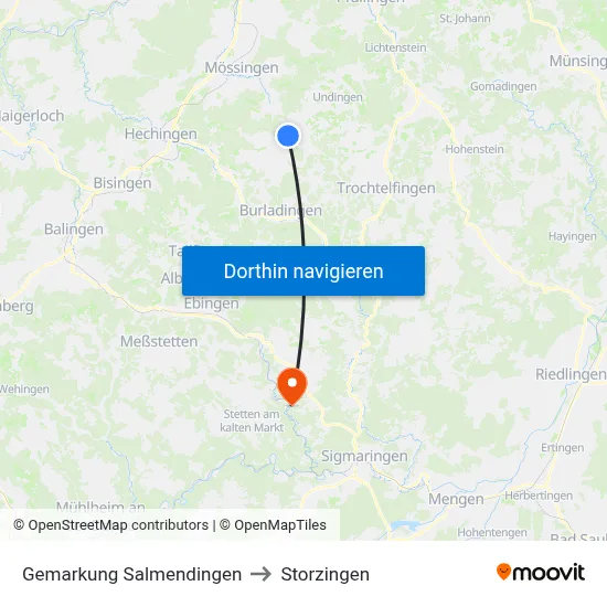 Gemarkung Salmendingen to Storzingen map
