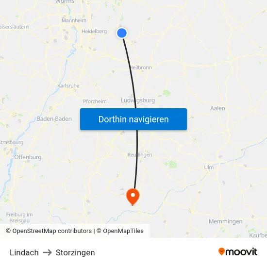 Lindach to Storzingen map