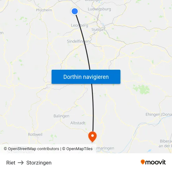 Riet to Storzingen map