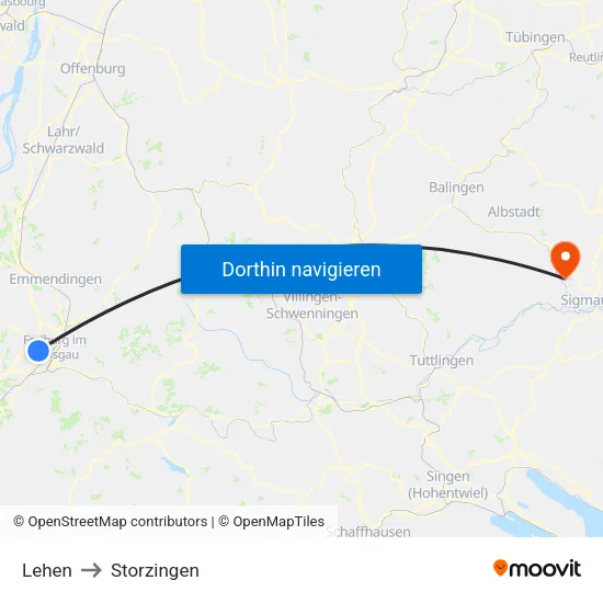 Lehen to Storzingen map